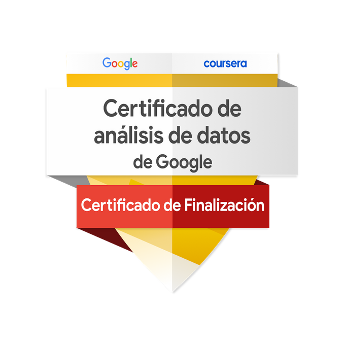 Insignia por realizar programa de analisis de datos Google en coursera 